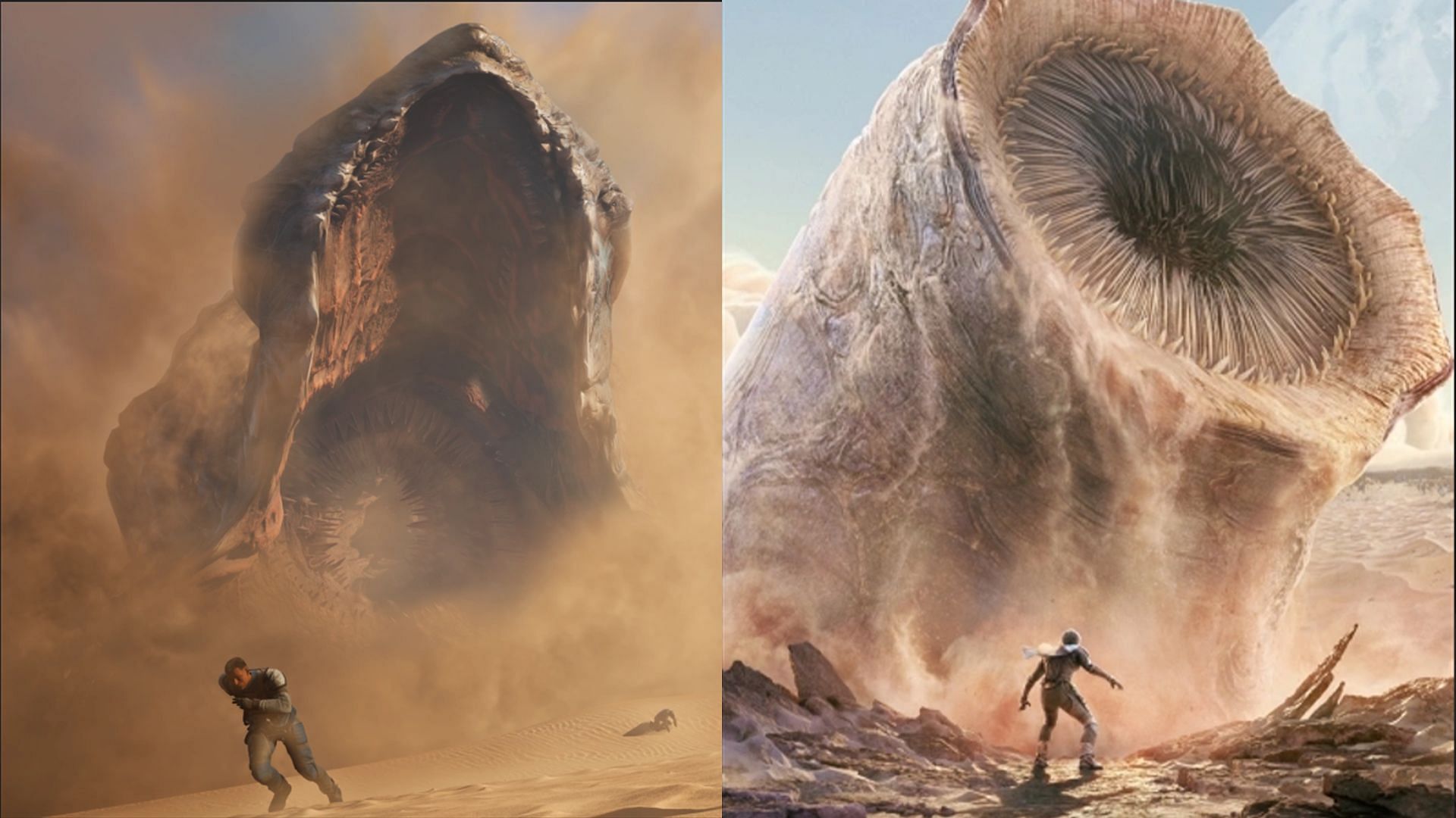 Sandworms are both a threat and a mechanic in Dune: Awakening, appearing more frequently near spice blows (Image via Funcom)